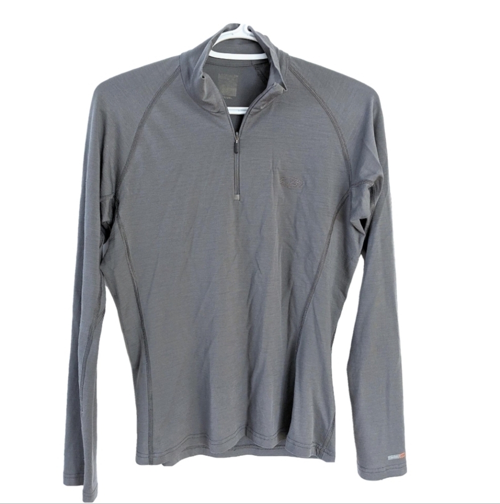 Icebreaker 200 Merino quater zip pull base layer grey Medium R - Picture 1 of 8